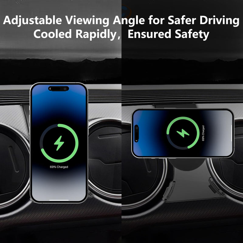 CLEC for Ford Mustang 2015-2023 Magnetic Wireless Car Charger Phone Holder Mount Custom Fit for Ford Mustang 2015-2023 15W Fast Charging Car Phone Holder Wireless Charger