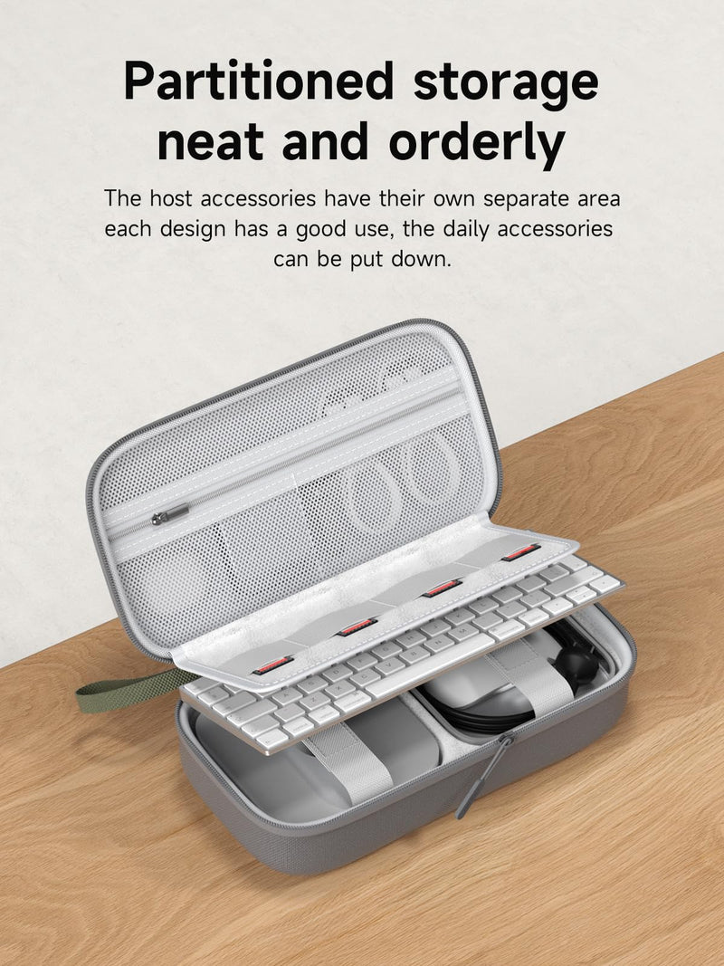 Hagibis Electronics Organizer Travel Case for Mac Mini M4/M4 Pro 2024 Portable Waterproof Carry Case for Cable, Charger, Docking Station, Power Bank, SD Card, Mouse, USB Flash Disk (Grey) Grey