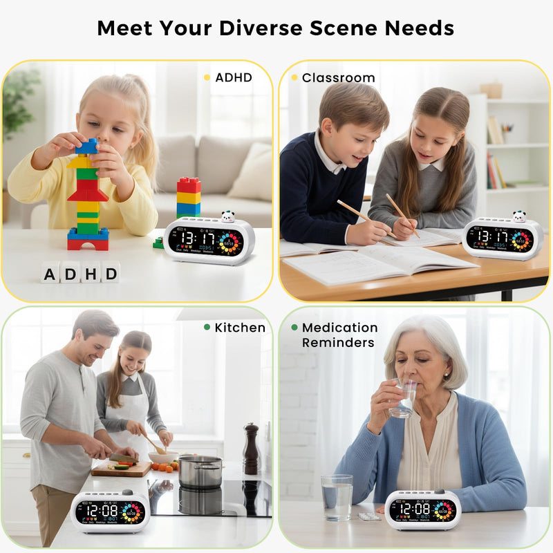 Mooking Alarm Clocks for Bedrooms, Digital Visual Timer for Kids, Rechargeable 199-Minute Silent Countdown Timers, Focus & Smoother Routines, Fitness Baking Studying Teaching White