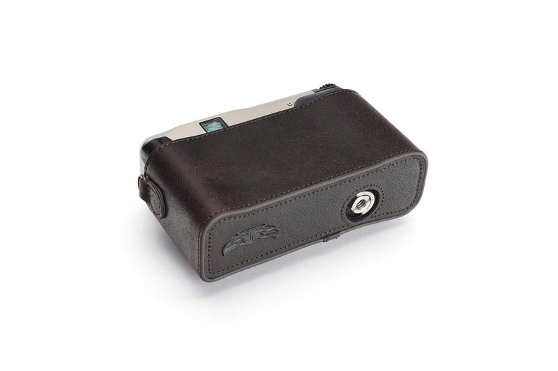 Contax TVS II Case, BolinUS Handmade Genuine Real Leather Half Camera Case Bag Cover for Contax TVS II Camera with Hand Strap (Coffee) Coffee