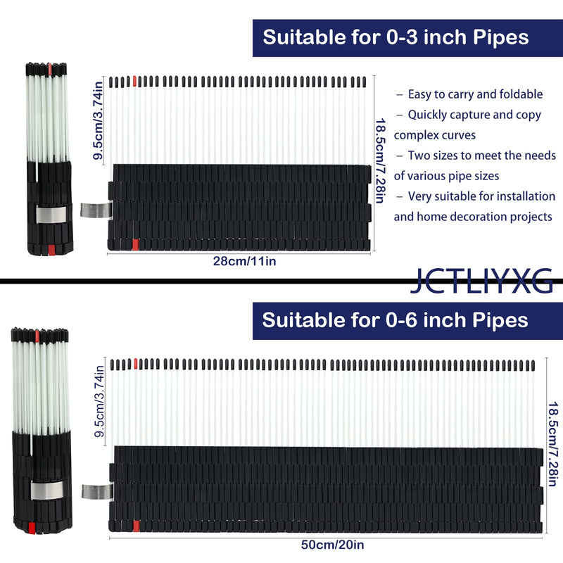 Multi Surface Pipe Profiling Tool, Pipe Cutting Template Multi Functional Shape Duplicator, Lightweight and Wear-Resistant Fiberglass Material for Tiles Floors DIY Pro Plumbing 0-3" Pipes