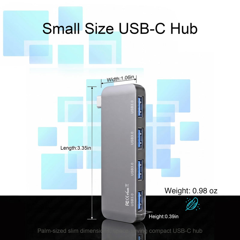 Compact USB C Hub for MacBook Pro/Air/Neo, Laptops, Tablet, Game Consoles | Cordless plug-in design, slim compact size for one-hand use. Snug fit avoids bumps & friction, great for travel & office