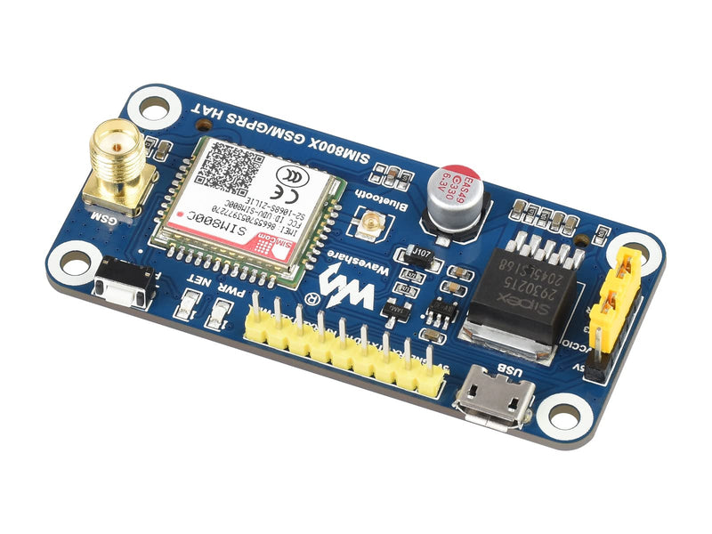 Waveshare GSM/GPRS HAT, Compatible with Raspberry Pi 5/4B/3B/Zero/Zero W/Zero 2W/Pico/Pico W/Pico WH,Jetson Nano Based on SIM800C Support SMS Data Transfer ect, 2G Communication