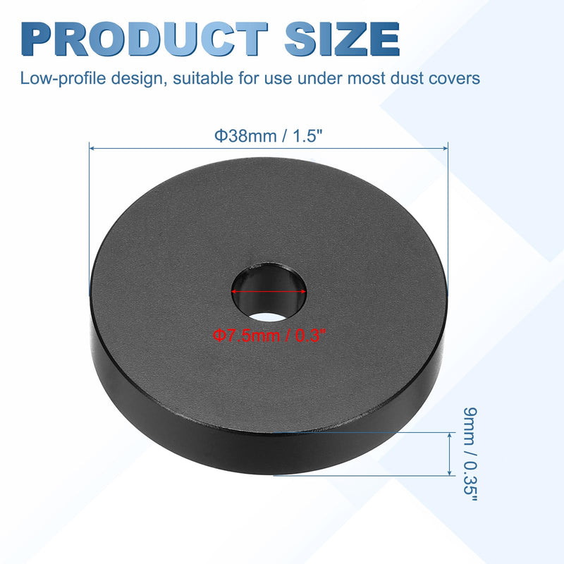 MECCANIXITY 45 Record Adapter, 1.5'' Aluminum Matte Vinyl Record Adapter Turntable Disc Weight Stabilizer Universal Disc Stabilizer for 45 RPM Vinyl Discs, Black