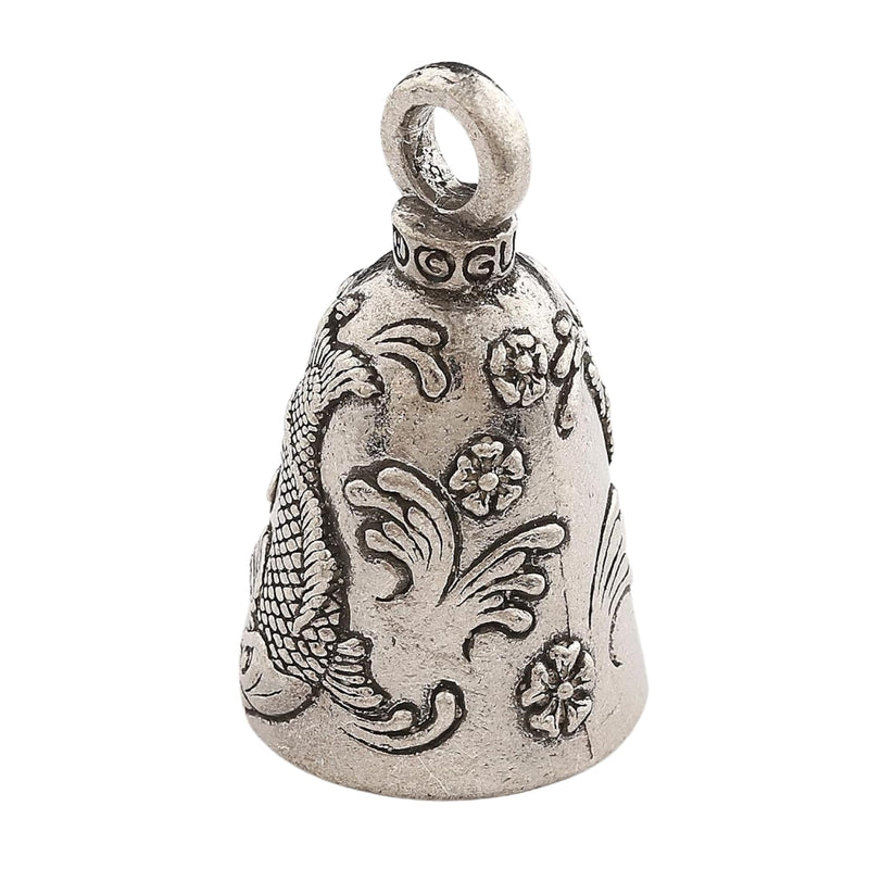 Guardian Bell Japanese Koi Good Luck Bell w/Keyring & Black Velvet Gift Bag | Motorcycle Bell | Lead-Free Pewter | Made in USA 1.75"