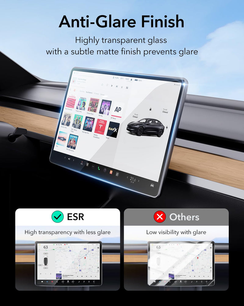 ESR Center Console and Rear Touchscreen Tempered-Glass Screen Protector for Tesla Model 3 Highland (2024), Matte Glass Film with Alignment Kit, Scratch and Shock Resistant, Bubble Free Tesla Model 3 Highland 2024_Set