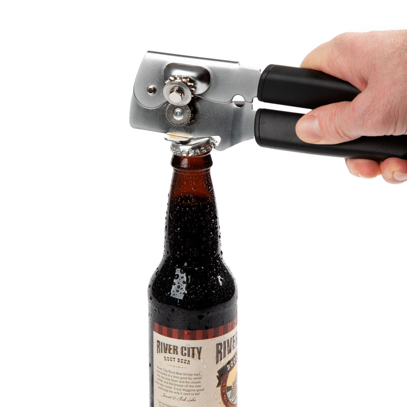 PL8 Can Opener - Stainless Steel Cutting Wheel for smooth edge, Ergonomic Soft-Grip Handles, Built-In Bottle Opener, Durable and Easy to Clean Kitchen Tool