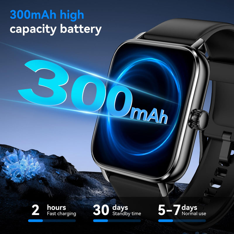 Smart Watches for Men Women with Alexa Built-in, Bluetooth Call, 1.85" HD Touchscreen, 120+ Sport Modes, IP68 Waterproof, 7-Day Battery, 24/7 Heart Rate & Sleep Monitor for Android iPhone (Black) Black