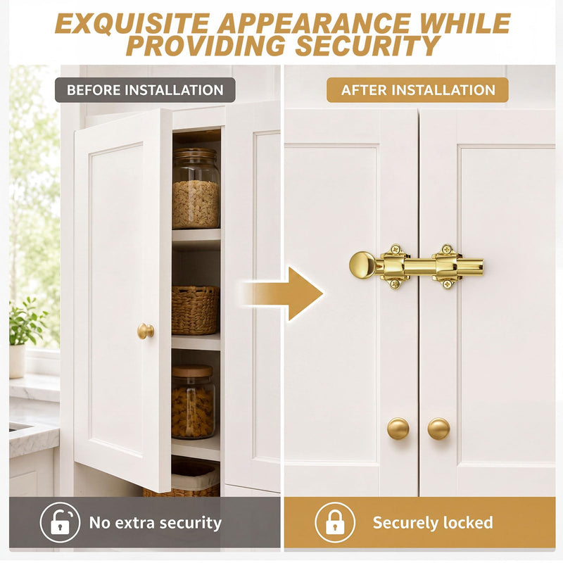 Tandefio 4" Cane Bolt for Gate Heavy Duty Solid Brass Slide Dutch Door Bolt Latch Polished Brass Hardware Locks Attic Latch for Dutch Sliding Barn Door Wooden Fence Metal Gate 4 Inch