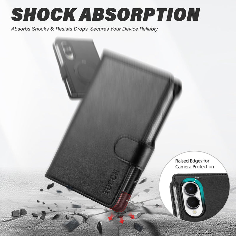 TUCCH Wallet Case with Ring Stand for Galaxy Z Fold8 (7.6") 2026, Black | 3 Card Slots, RFID Blocking, Adjustable Kickstand, PU Leather, PC Shell, Magnetic Closure, Folio Flip Cover