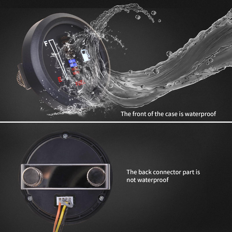 52mm Fuel Level Gauge, Universal 12V/24V 2" LED Display for Boat RV Yacht Car Truck, Motorcycle, Automotive Replacement Fuel Gauges, 4 Signals Adjustable 0-190ohm 98-8ohm 565-33ohm 0-90ohm