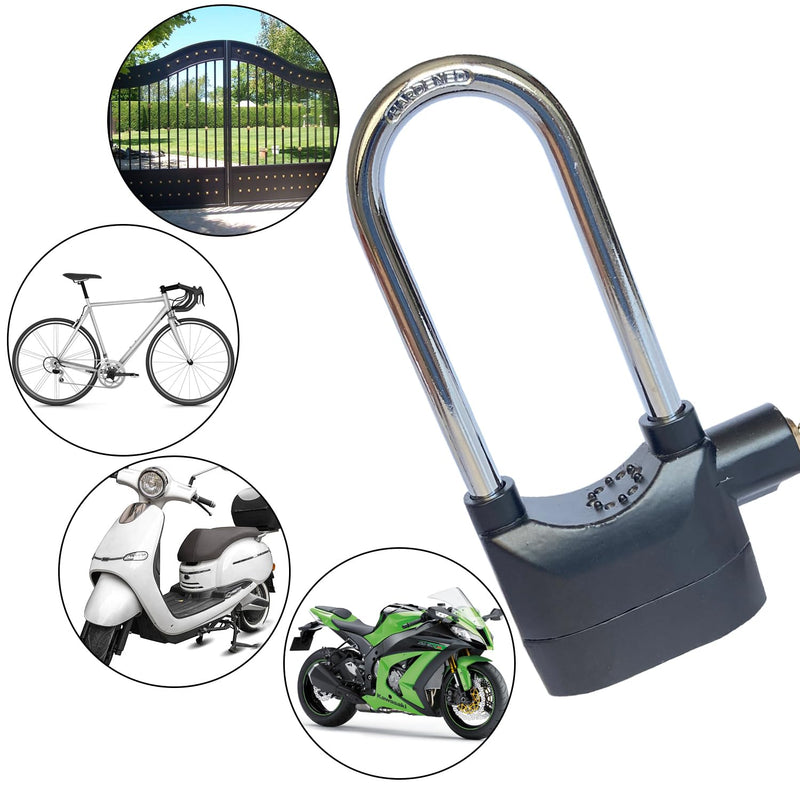 Long Cross-Beam Alarm Lock 110dba Universal Security Alarm Lock System Anti-Theft for Door Motor Bicycle Padlock with 3 Keys (1PCS) 1 Long cross-beam alarm lock