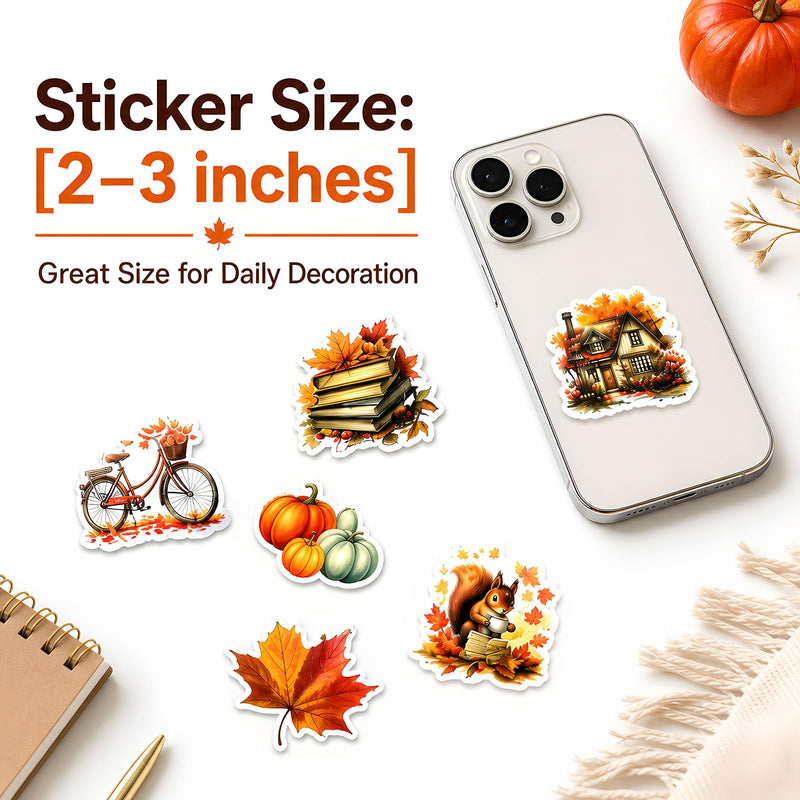 Fall Stickers Thanksgiving Autumn Waterproof Vinyl Sticker Pack 100pcs (Fall) Fall