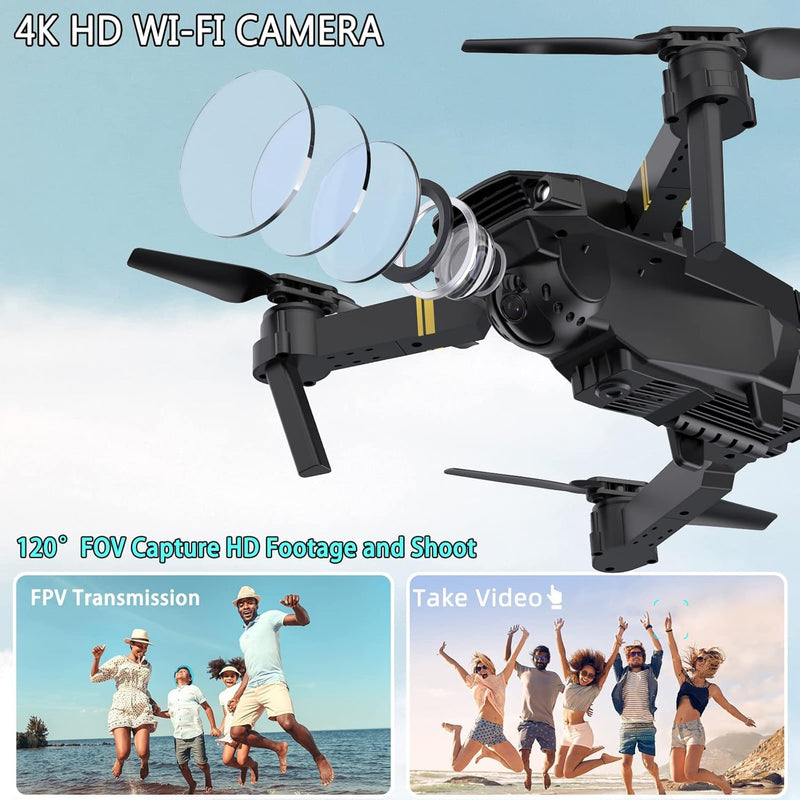 Drones with Camera for Adults 4K 1080P 3 Batteries Foldable Mini Drone with Camera, Altitude Hold, One Key Take Off/Landing, 3 Speed Mode, 3D Flip, for15 Years Old Up (Blue012) Blue012