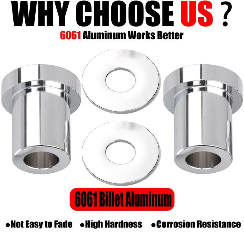 Solid Billet Handlebar Riser Bushings for Harley Touring/Street Glide/Electra Glide/Road Glide/Road King/Tri Glide/Softail/Fat Boy/Fat Bob/Heritage Classic/Low Rider (Solid Billet-Chrome) Chrome