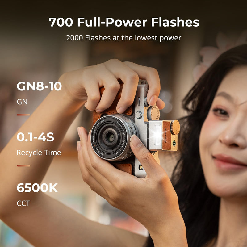 SmallRig Retro Mini Camera Flash for Fuji X100 for Ricoh for Nikon for Sony | Alumium Manual Flash GN8-10, 5 Levels 1/1-1/16, 700 Full Power Flashes, 0.1-4s Recycle/6500K/400mAh Battery, RS-R20, 5882