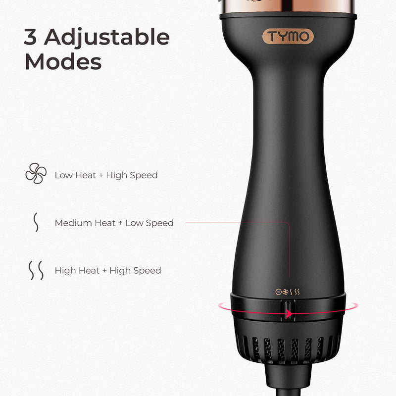 TYMO Hair Dryer Brush Blow Dryer Brush in One, 4 in 1 Ionic Hairdryer and Styler Volumizer with Oval Titanium Barrel, Hot Air Straightener for Smooth Frizz-Free Blowout, Gold