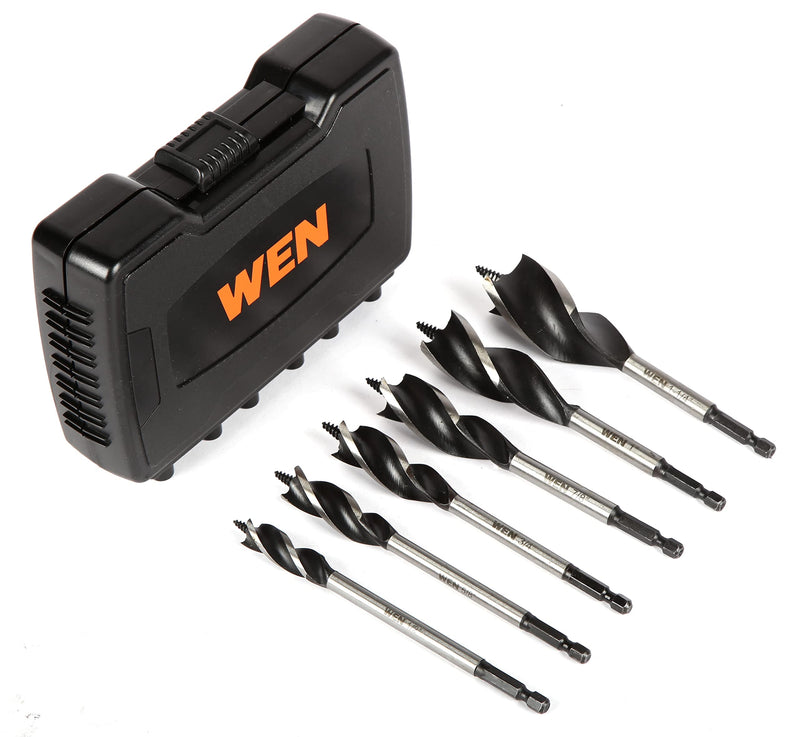 WEN DB613A 6-Piece Tri-Flute Auger Drill Bit Set with Carrying Case Auger Bit Set