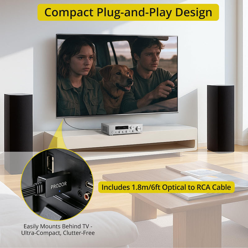 PROZOR 192kHz Optical to RCA Male Converter 6ft Cable | Built-in Audio Amplifier Chip Digital to Analog Audio Converter DAC Digital Audio Converter for HDTV Amp Blu-Ray DVD PS3 PS4