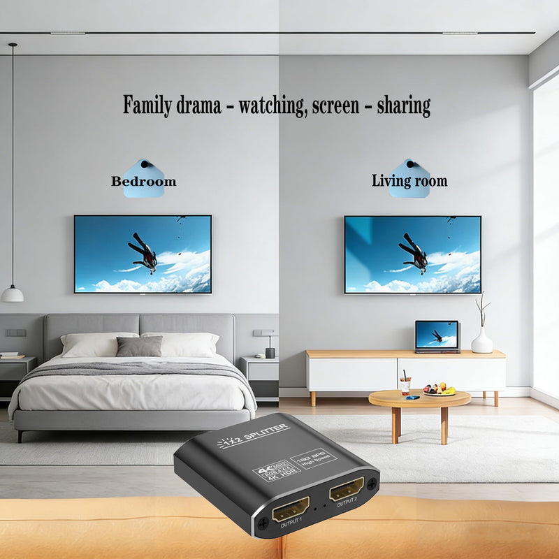 HDMI Splitter 1 in 2 Out-HDCP 2.2, 18Gbps 4K@60Hz HDR10,Splitter for Dual Monitors Support EDID Management, for Laptops/PS5/X Box/TV/Roku/PC/Monitor(1 Source to 2 Displays)