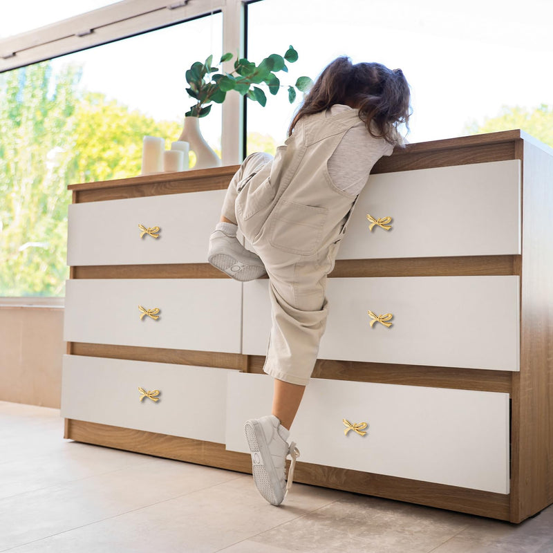Brass Bow Cabinet Knobs Gold Drawer Pulls for Dressers and Cabinets