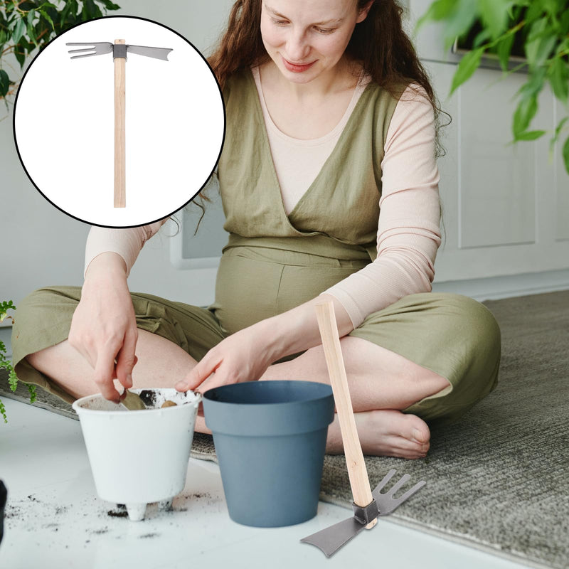 Hoe Hand Tools Garden Tool Dual Headed Hoe Hand Rake Mini Hoes Planting Gardening Hoe Hoe Garden Tool Garden Tools for Gardening Set Outdoor Iron Household Gadgets Hoes