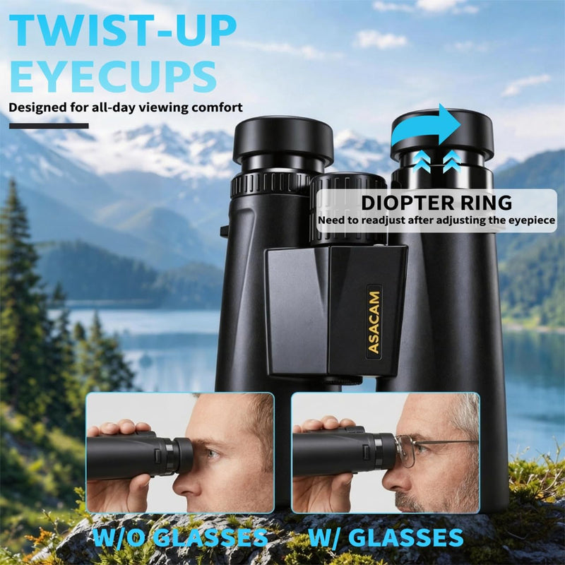 Asacam 12x42 Binoculars for Adults, HD High Powered Binoculars with BAK4 Prism, Lightweight for Bird Watching, Hunting and Travel