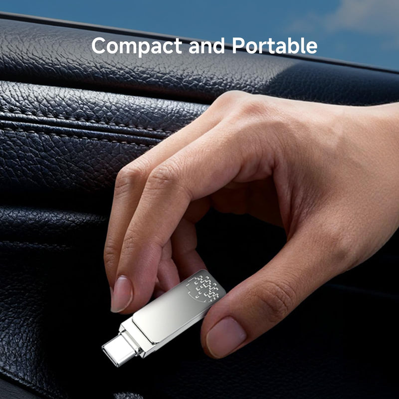 fanxiang F372S 64GB USB Flash Drive, Dual USB Type-C & USB-A, USB 3.2 Gen 1 Up to 150MB/s, Water-Resistant Zinc Alloy Metal Thumb Drive, Memory Stick for iPhone 15/16/17 Series, Android, PC, Mac