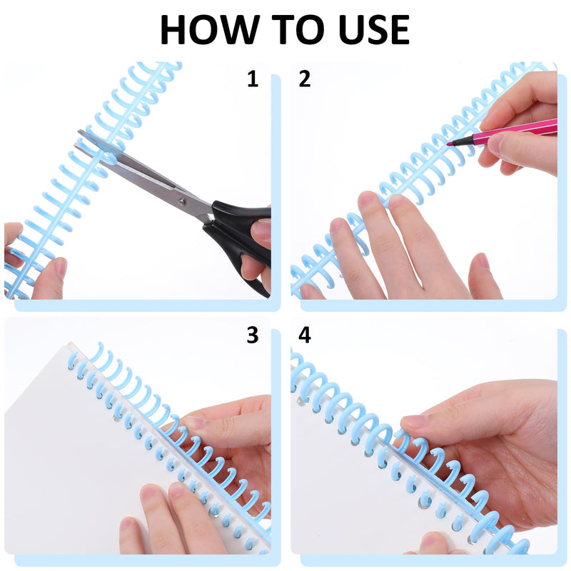 Colorful Comb Binding Spines, 10PCS Plastic Spiral Binding Coils 2/5 Inch Diameter Binder Spine 30 Ring Cinch Binding Wire Easy to Open Close Adding Binder Combs for Binding Machine Document Making