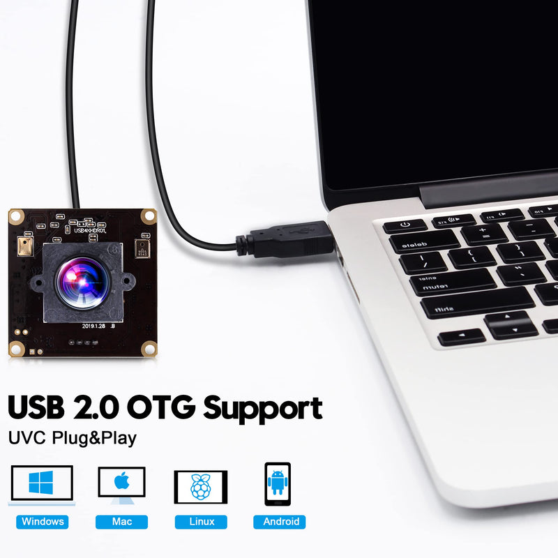 ELP 4K USB Camera Module with Microphone for Computer - 8MP Industrial Lightburn Camera IMX317 - 100 No Distortion Lens 100degree No Distortion Lens