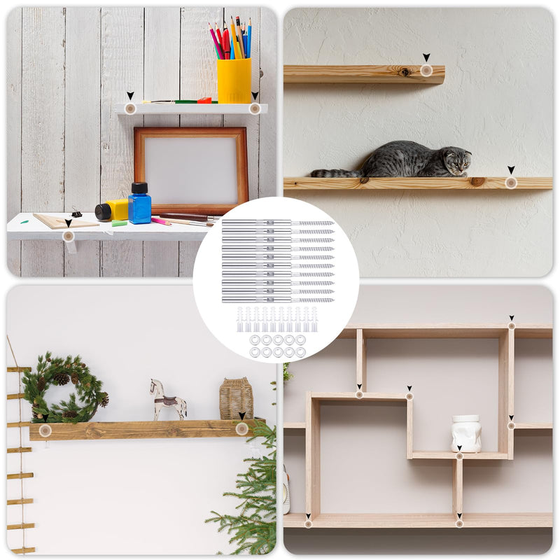 10 Pcs Floating Shelf Invisible Bracket Floating Shelf Supports Metal Blind Wall Mounted Support Hidden Fireplace Mantel Brackets for DIY, Shelving Mounting Hardware Included, 6.5 x 0.39 Inches