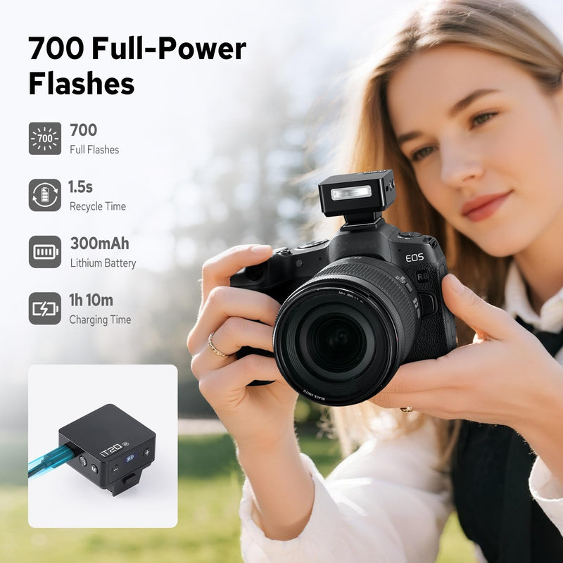Godox iT20 N Flash for Nikon, iT20-N Mini TTL Flash with Intuitive Screen | 1.5s Recycle, 700 Full Power Flashes, USB-C Charge, Built-in Battery, GODOX iT20N iT20 N Pocket Flash Speedlight iT20-N for Nikon