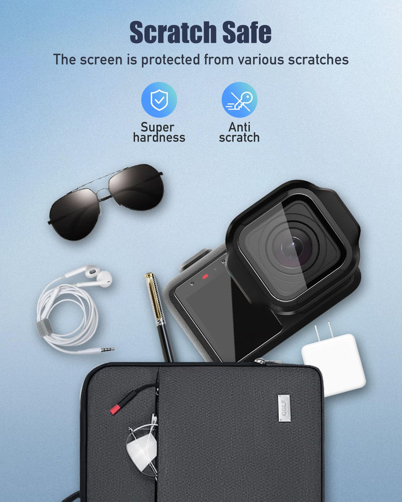 9 Pack Screen and Lens Protector Compatible with GoPro MISSION 1 Pro/MISSION 1, 3 Tempered Glass Rear Screen Films, 3 Tempered Glass Lens Covers,3 PET Front Screen Films, HD Clear Anti-Scratch