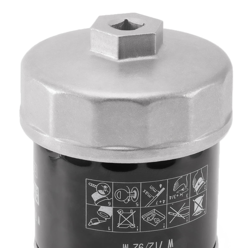 74mm 14Flutes Oil Filter Cap Wrench Removal Tool Socket Compatible with Mercedes Benz, Audi, Sprinter, VW, Porsche, Volkswagen, Mazda, Silver Heavy-Duty Aluminum