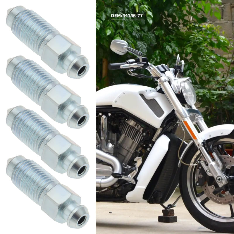 4Pcs Q235 Steel Brake Caliper Bleed Screw 3/8-24 Brake Caliper Bleed Screw Nipple Compatible with Harley-Davidson 502660 Silver