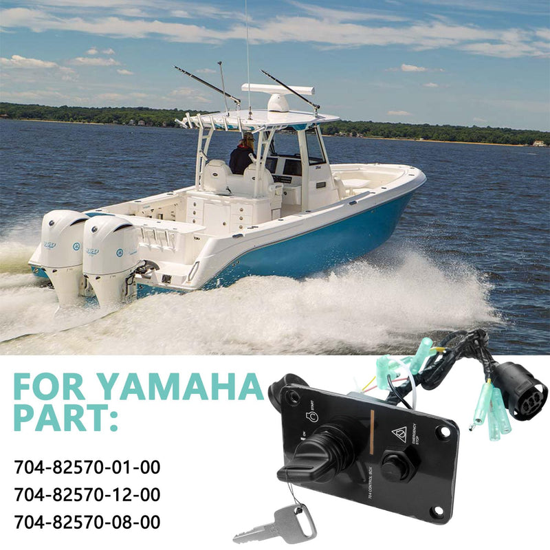 12V Single Key Switch Panel Marine Outboard Single Engine Ignition Key Panel Assembly On Off Switch 704 Control Box for Yamaha Outboard Yacht #704-82570-01-00, 704-82570-12-00