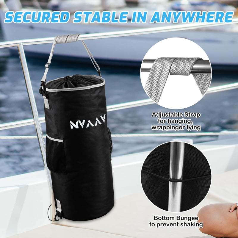 Waterproof Boat Trash Can with 6 Clips, Reusable Boat Garbage Can, Portable Pontoon Boat Accessories for Storage, Leakproof Boat Trash Bag for 10-13 Gal Garbage Bags, Boating, Camping, RV, Kayak