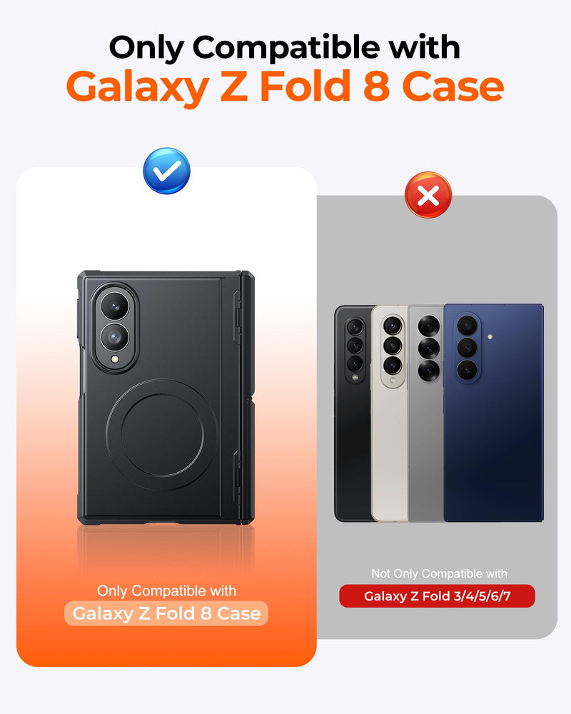 Kaiiecal for Samsung Galaxy Z Fold 8 & Fold 8 Wide Case [Fit for Magsafe] [Dual-Kickstand] [Hinge Protection & Screen Protector] Full Body Shockproof Phone Cover for Samsung Z Fold 8 2026 5G, Black