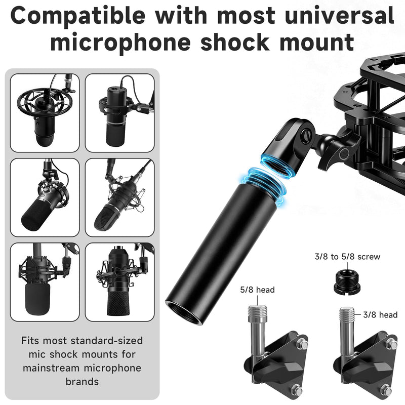 13 Pack Microphone Stand Adapter Screws with Extension Tube | 3/8 to 5/8 and 1/4 Screw Thread Adapter Mic Thread Adapter Set for Mic Boom Arm, Microphone Camera Tripod, Projector Stand