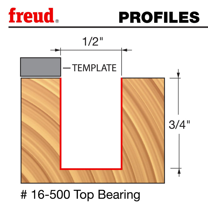 Freud 16-500: 1/2" (dia.) Mortising Bit with 1/4" shank, 3/4" carbide height