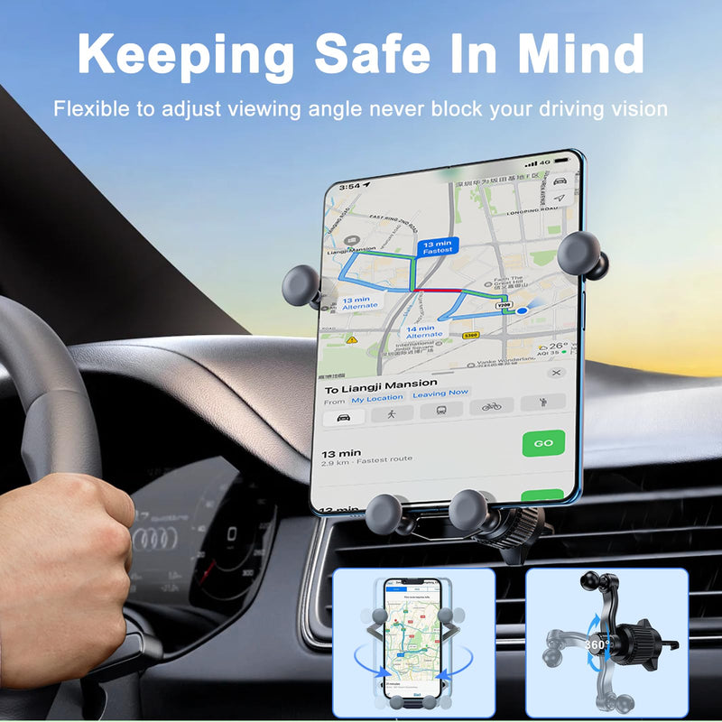 Z Fold 8 Car Mount Accessories, Gravity Linkage, Long Arm Vent Clip | Cell Phone Holder Mount for Z Fold 8 7 Pixel Pro Fold iPhone Android, 2 Forms Change, One Hand Operation, Thick Case Friendly