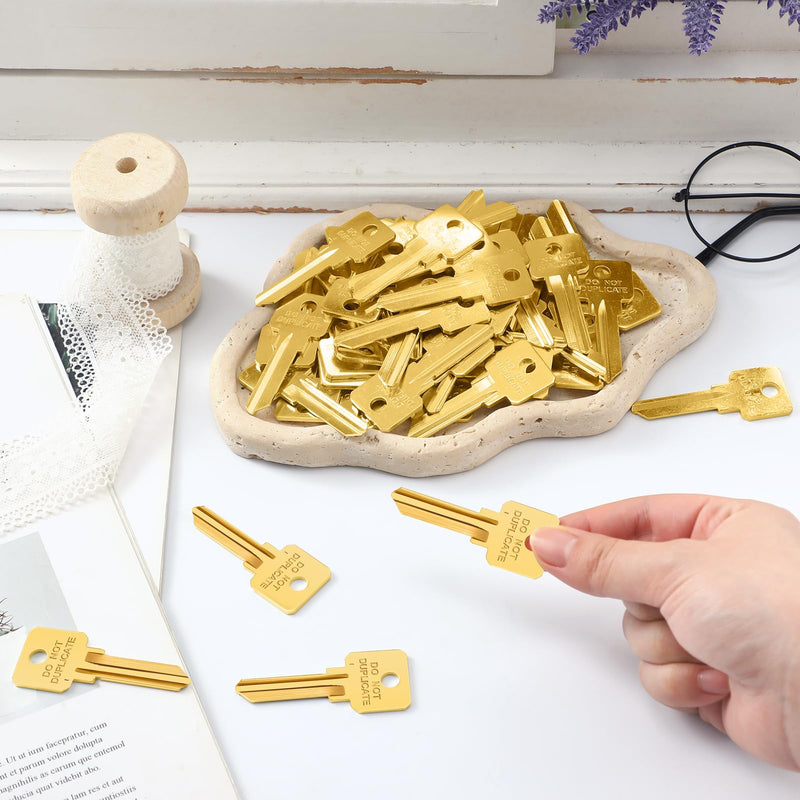 MorningRo 50 Pcs Do Not Duplicate Key Blanks Metal Replacements House Key Blank Door Lock Replacement Parts (Gold, Kw1) Gold