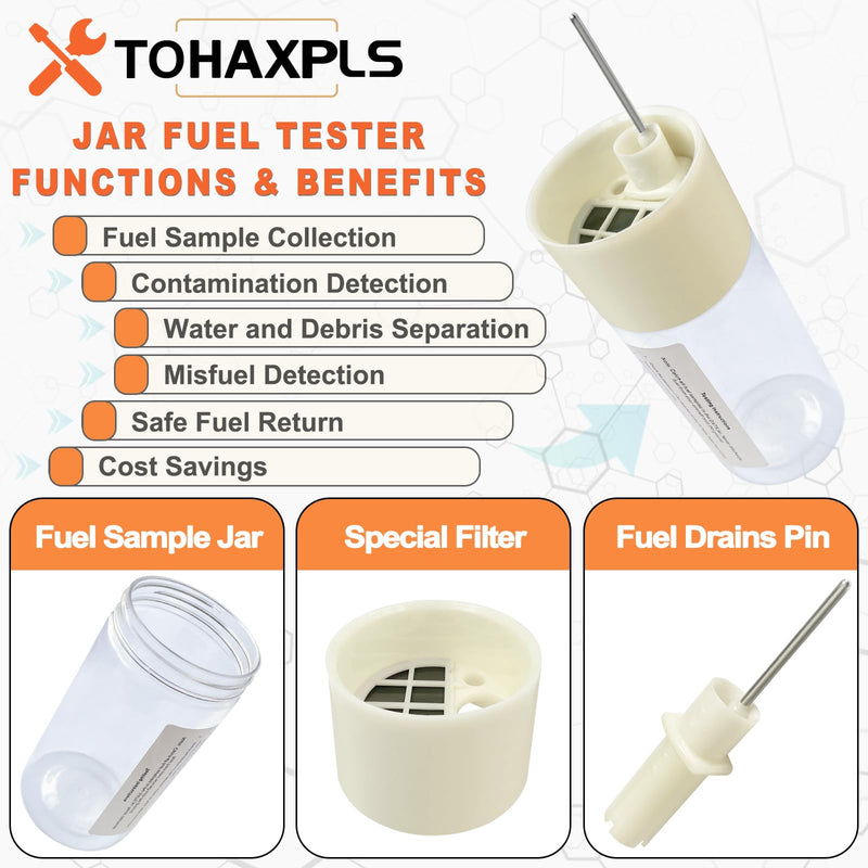 Jar Fuel Tester Aviation for Non-Ethanol Aviation Fuel - Sample Collector, Contamination Inspection, Water & Debris Separator, Safe Fuel Return