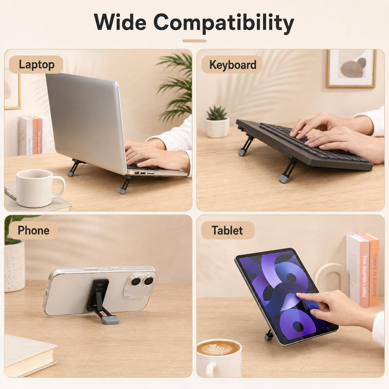 4Pcs Portable Laptop Stand for Desk Keyboard Riser Stand Laptop Riser | Adhesive Stand Feet, Invisible Laptops Riser, Foldable Computer Keyboard Lift, Tilt Angle Adjustable Riser, Most Keyboard