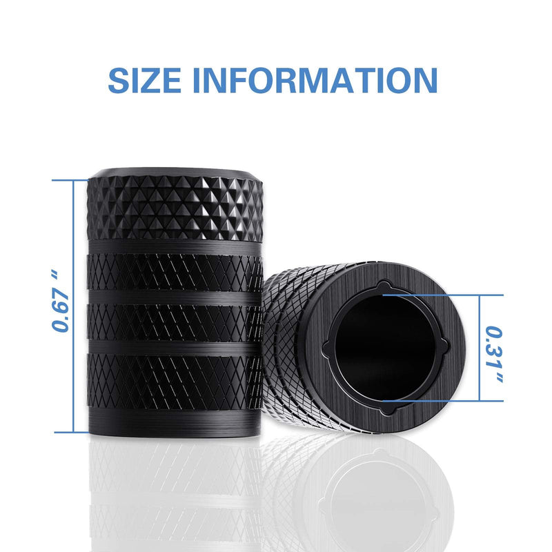 CKAuto Tire Valve Stem Caps, Black, 10 pcs/Pack, Anodized Aluminum Tire Cap Set, Corrosion Resistant, Universal Stem Covers for Cars Trucks Motorcycles SUVs and Bikes