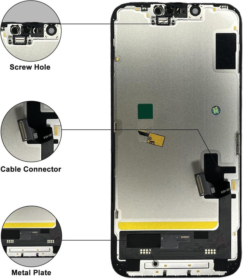 for iPhone 14 Screen Replacement 6.1" Soft OLED 3D Touch Display Assembly with Repair