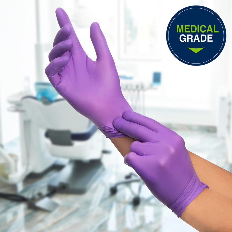 HALYARD Purple Nitrile Dental Patient Exam Gloves, Non-Sterile, 5.9 mil, 9.5 Inches, Purple, Medium, 53432 (Box of 100)