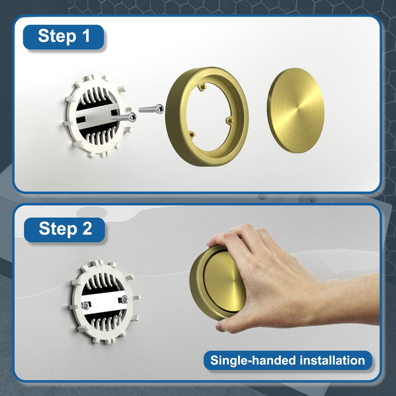 Bathtub Overflow Cover 2-Screws on, 3.55" ABS Plastic Tub Overflow Plate with Hair Catcher, 2-Hole Tub Overflow Drain Covers Faceplate Replacement Overflow Cap for Alcove Tub (Brushed Gold) Brushed Gold