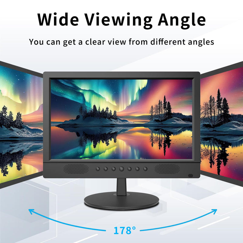 16inch Security Monitor,Wall-Mounted Monitors Supports USB/Full Format Video Playback,CCTV Monitors with AV/HDMI Input/VGA/BNC,Built-in Speaker,Remote Control