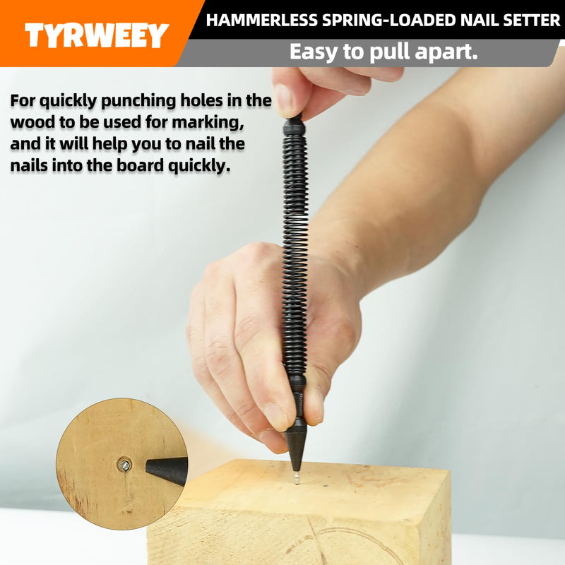 5-Piece Nail Setter Dual Head Nail Set & Dual Head Center Punch & Hinge Pin Remover Punch Set, Nail Setter Features 1/8-in, 3/16-in, 1/16-in, 1/32-in & Trim Nail Punch with Retaining Clip 5pcs(Nail Setter & Hinge Pin Punch & Finish Nail Punch)